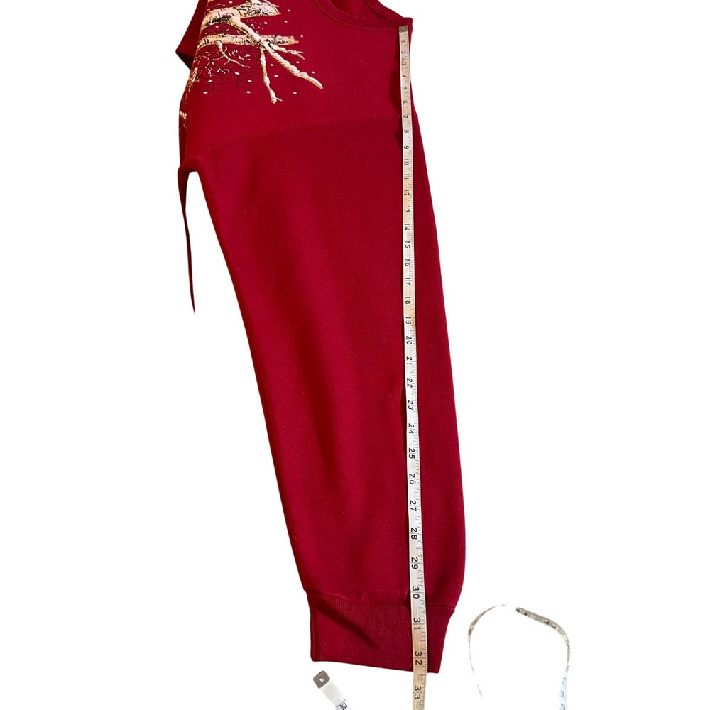 Jerzees NuBlend Red Cardinal Winter Snow Graphic Sweatshirt Women's Medium - Picture 7 of 8